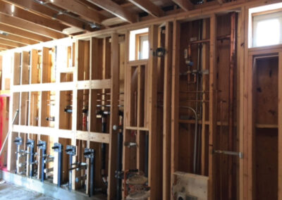 Plumbing and pipe fitting in wall